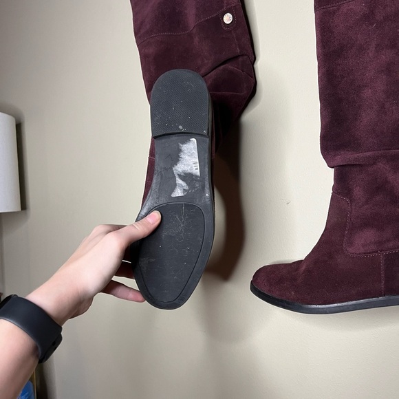 Steve Madden Balen Leather Suede Knee High Slouch Boot Burgundy 6 - Picture 7 of 16